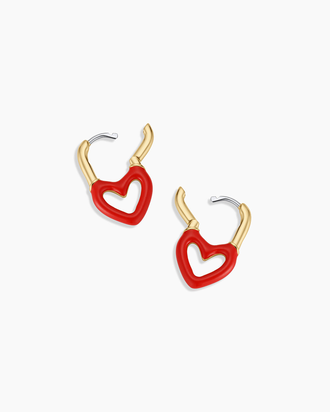 Open Heart Enamel Padlock Huggies