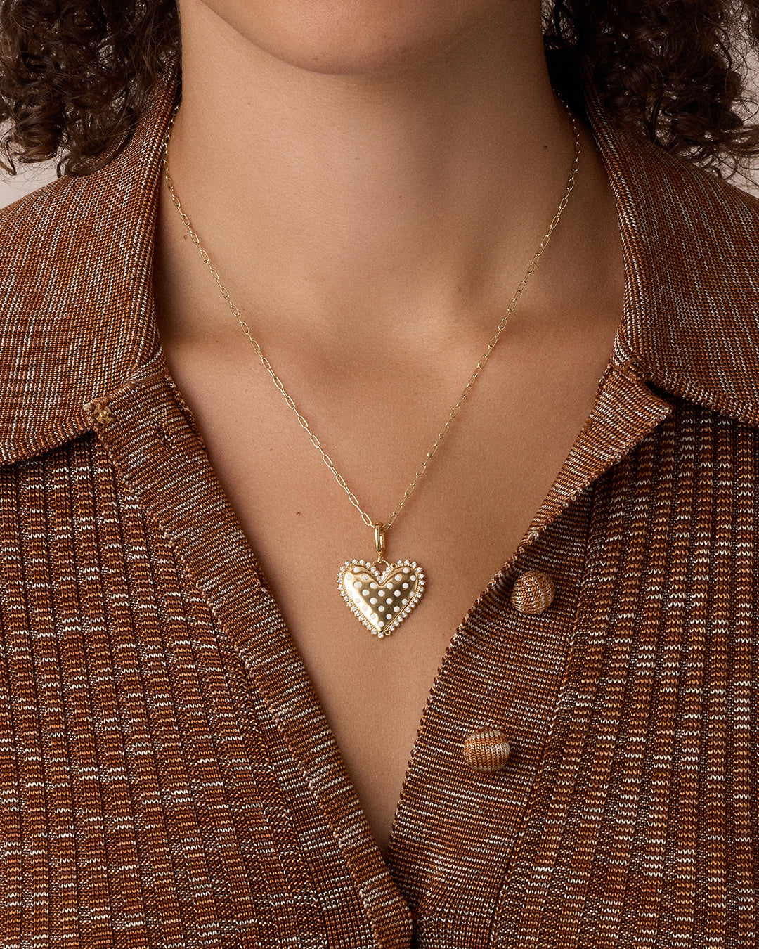 Vintage Heart Dot Parker Charm