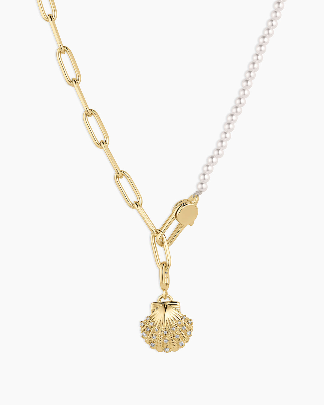 Shimmer Scallop Shell Charm Necklace