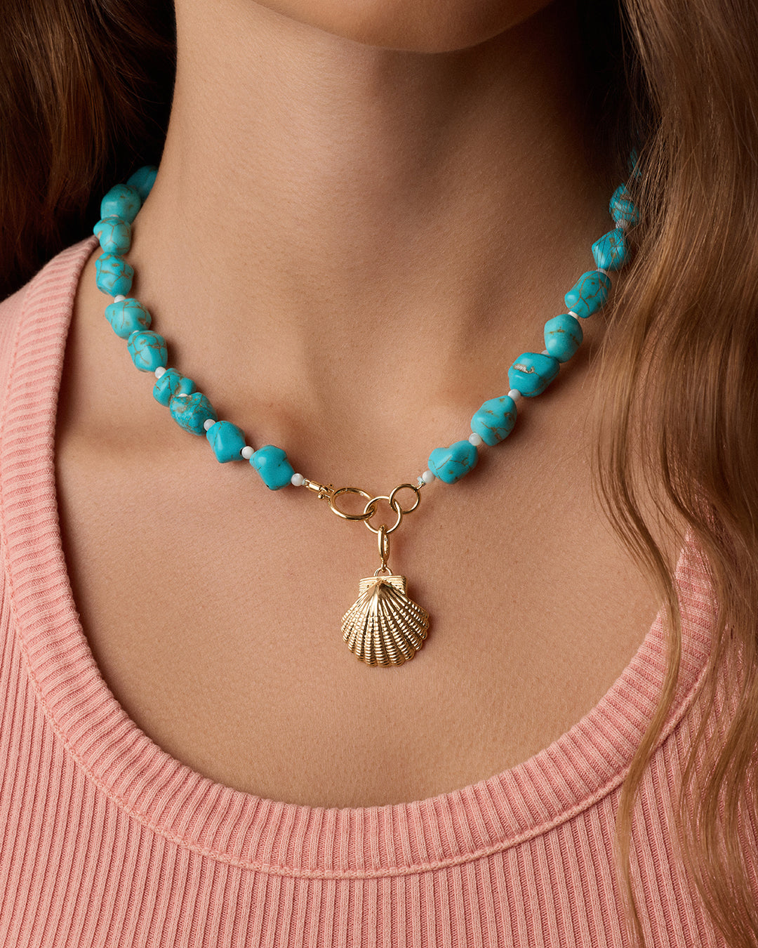 Gold Scallop Shell Charm Necklace