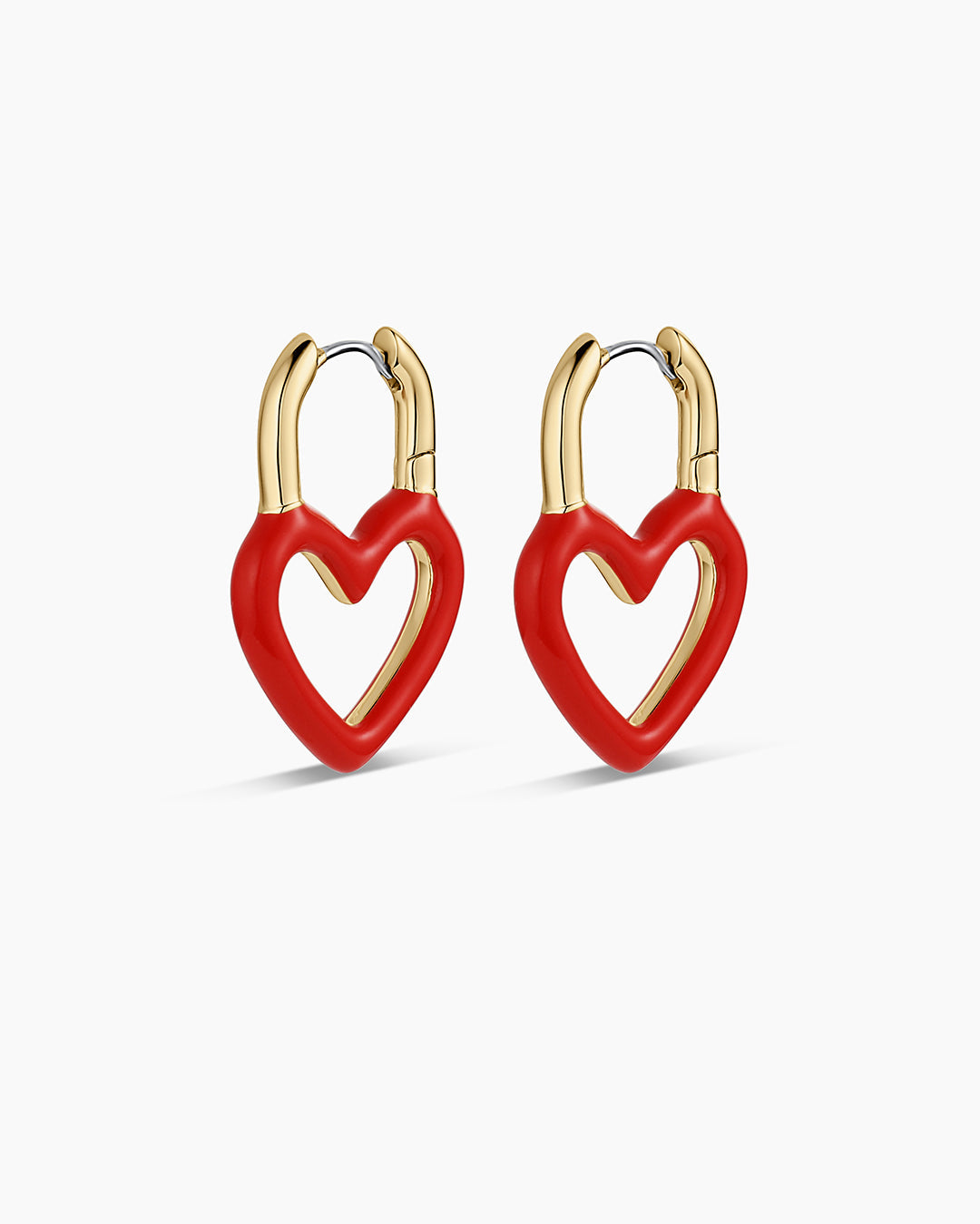 Open Heart Enamel Padlock Hoops