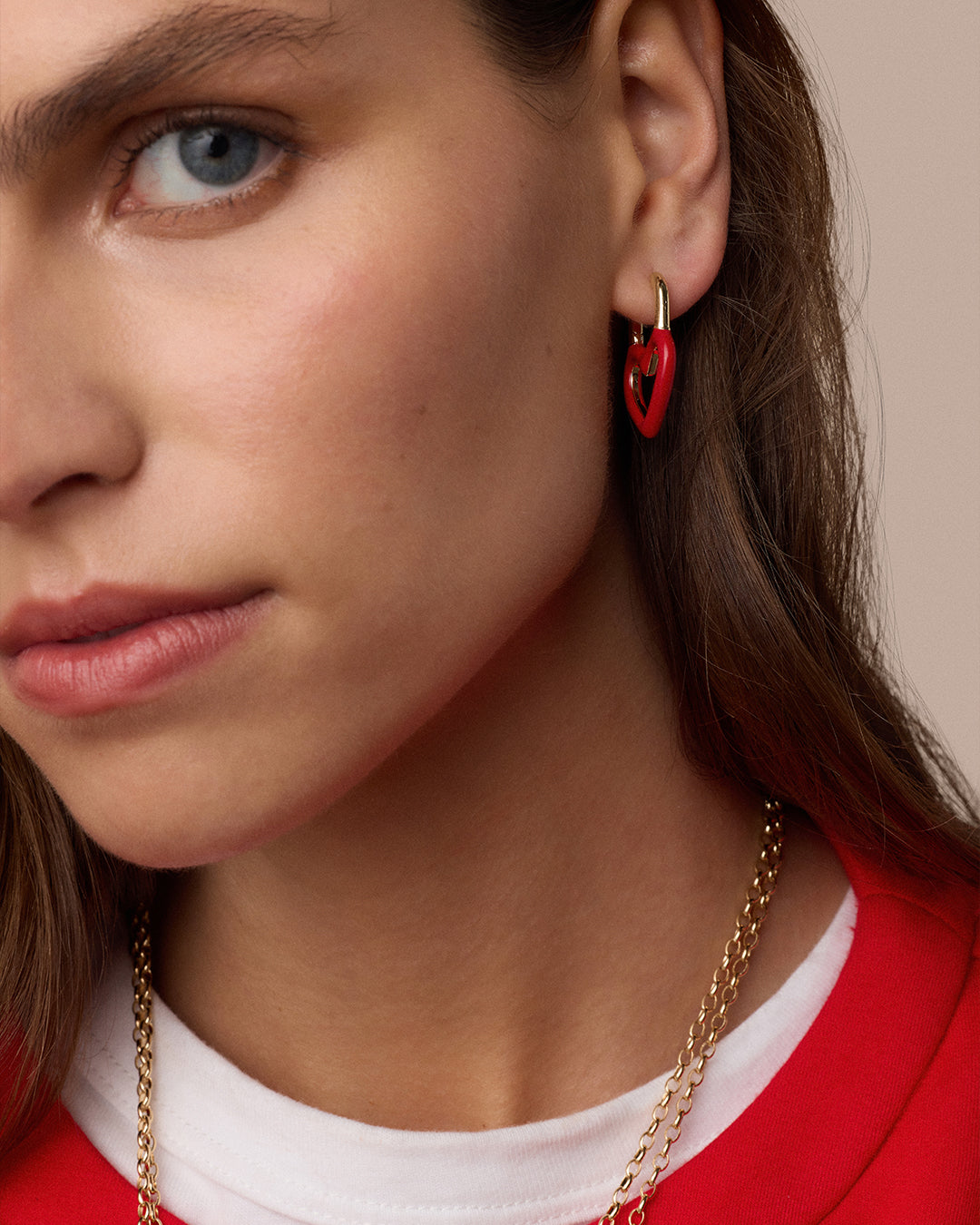 Open Heart Enamel Padlock Hoops