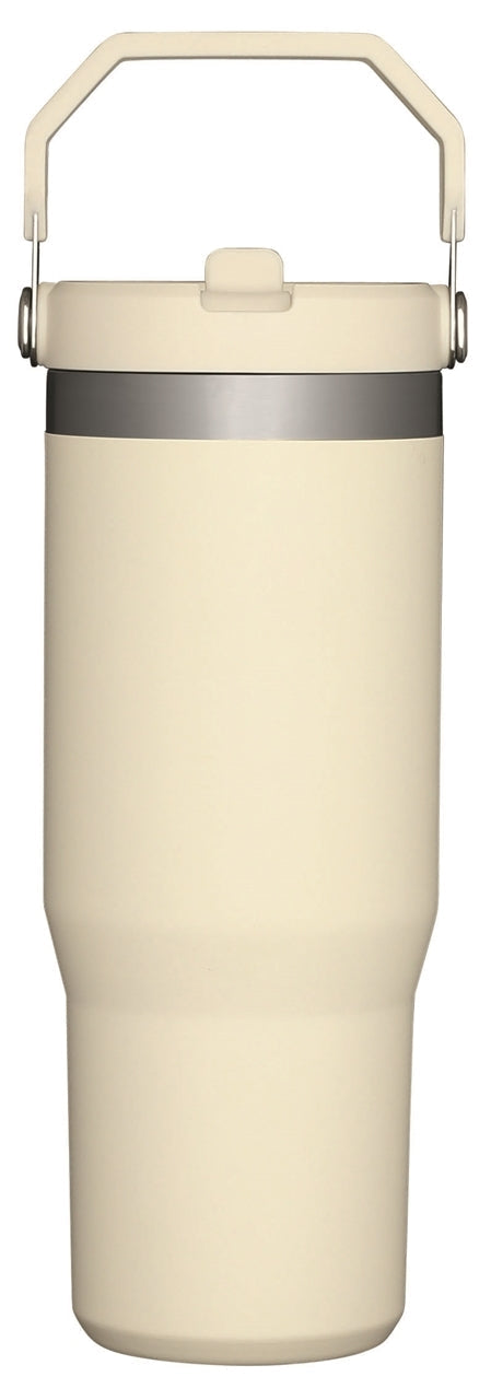 Stanley® IceFlow 30oz Flip Straw Tumbler, cream - Etched